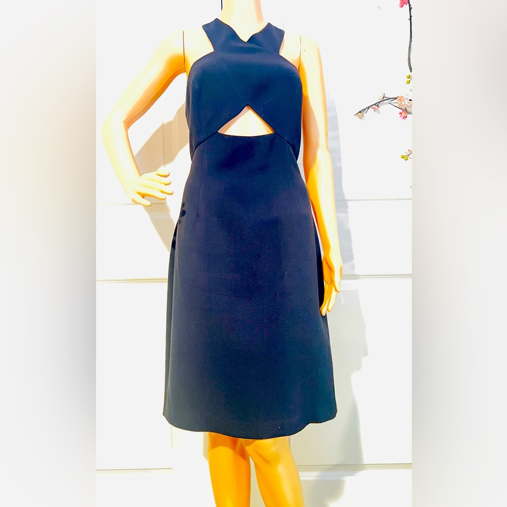 BCBGMAXAZRIA  CARLY CUTOUT  V-NECK PENCIL MIDI DRESS - Picture 8 of 11